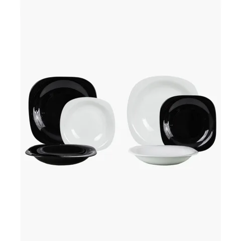Servizio piatti CARINE 18 pz bianco e nero - Luminarc Servizio piatti CARINE 18 pz bianco e nero - Luminarc