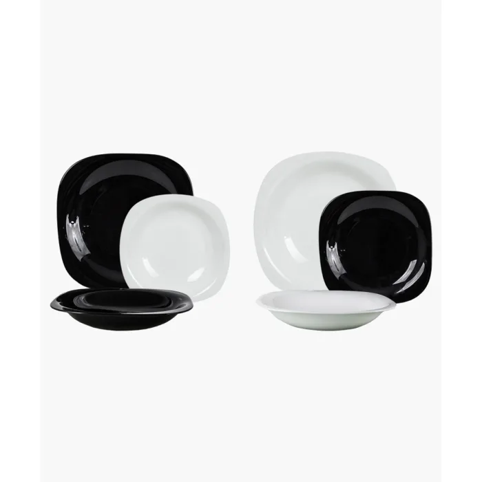 Servizio piatti Carine 18 pz bianco e nero - Luminarc